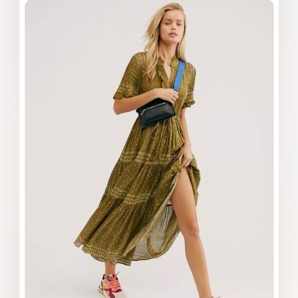 Free People Rare Feelings Maxi Dress in Green Size X-Small